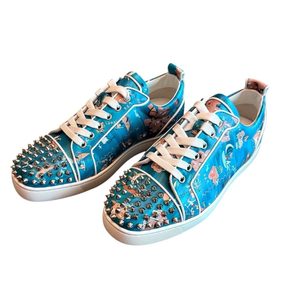 Christian Louboutin Louis Junior Spikes Sneakers Oddyssey Print EU 40 US Men's 7 - Picture 3 of 11